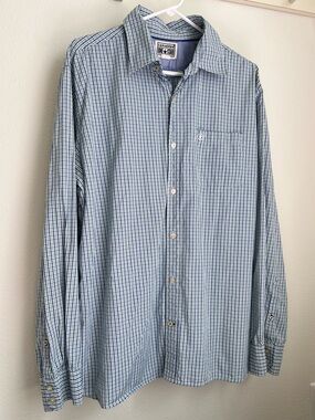 Converse Men's Blue and White Checked Button-Down Shirt